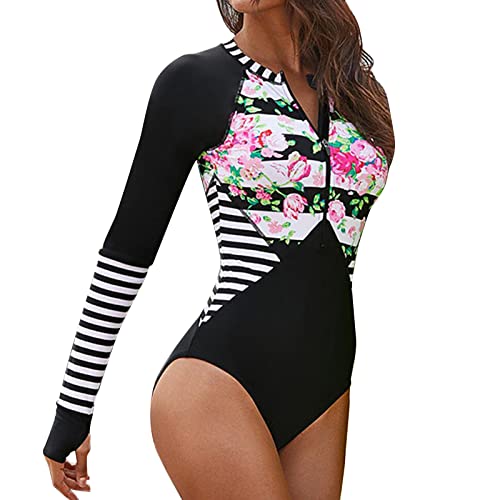 Langarm Badeanzug Damen Surfanzug Einteiliger Badeanzug Damen Bauchweg mit Beinen One-Piece Bikini Damen Sexy Zip UV Schutz Blumenmuster Surfen Bademode Strandmode Badeanzüge für Frauen Langarm Badeanzug Damen Surfanzug Einteiliger Badeanzug Damen Bauchweg mit Beinen One-Piece Bikini Damen Sexy Zip UV Schutz Blumenmuster Surfen Bademode Strandmode Badeanzüge für Frauen von Generic