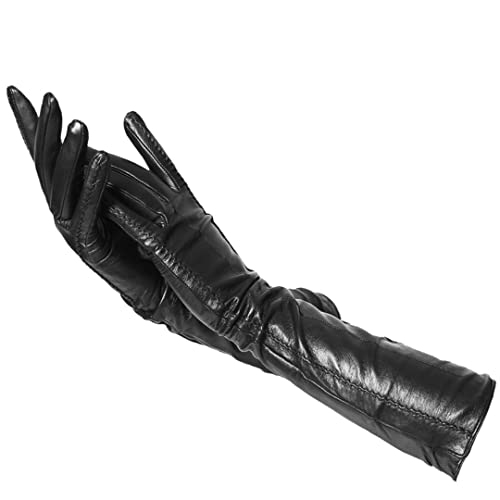 Lange Lederhandschuhe Damen Winter Lammfell Damen Lange Handschuhe Black 7 von Generic