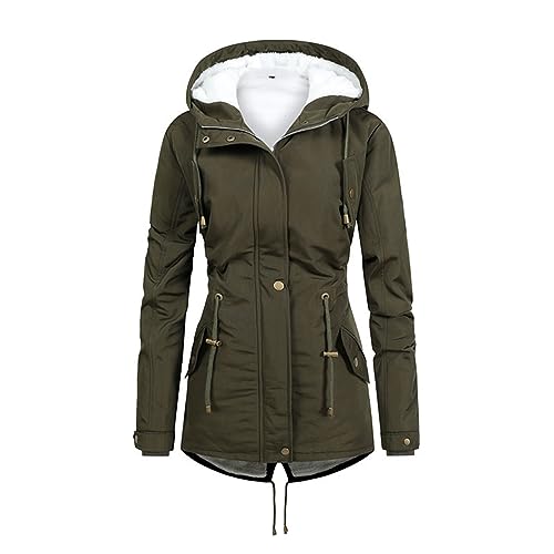 Langer Wintermantel Damen Wanderjacke Damen Wasserdicht Atmungsaktiv Outdoorjacke Damen Warm Fleece Damen Skijacke Winterjacke Große Größen mit Gefüttert Damen Hoodie Jacke Kapuzenjacke Damen Sport von Generic