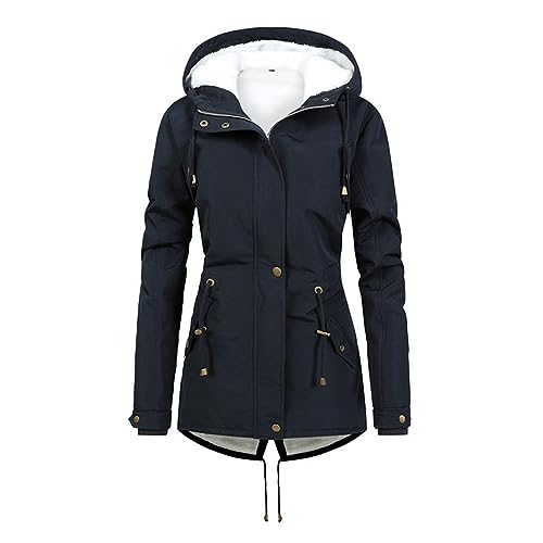 Langer Wintermantel Damen Wanderjacke Damen Wasserdicht Atmungsaktiv Outdoorjacke Damen Warm Fleece Damen Skijacke Winterjacke Große Größen mit Gefüttert Damen Hoodie Jacke Kapuzenjacke Damen Sport von Generic