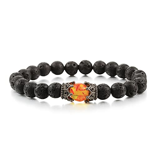 Lava-Perlen-Armband, Onyx, Tigerauge, Stein, Krone, Helm, Charm-Armbänder für Männer, Frauen, Freund-Armband von Generic