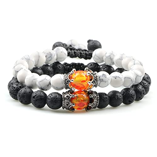 Lava-Perlen-Armband, Onyx, Tigerauge, Stein, Krone, Helm, Charm-Armbänder für Männer, Frauen, Freund-Armband von Generic