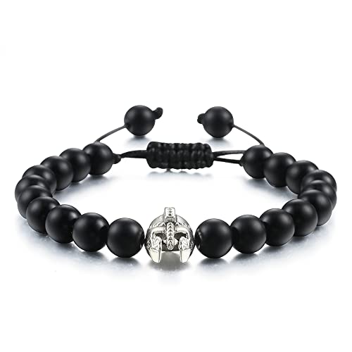 Lava-Perlen-Armband, Onyx, Tigerauge, Stein, Krone, Helm, Charm-Armbänder für Männer, Frauen, Freund-Armband von Generic