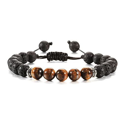 Lava-Perlen-Armband, Onyx, Tigerauge, Stein, Krone, Helm, Charm-Armbänder für Männer, Frauen, Freund-Armband von Generic