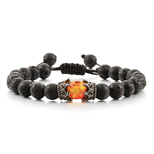 Lava-Perlen-Armband, Onyx-Tigerauge-Stein, Krone, Helm, Charm-Armbänder für Männer, Frauen, Freund-Armband von Generic