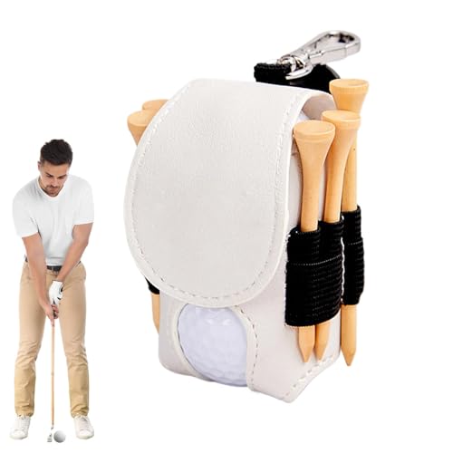 Leder-Golfballhalter, Golfball-Hüfttasche, Kleine Golfball-Aufbewahrungstasche aus Leder mit Gürtelclip, Tragbare Golfball-Taillen-Aufbewahrungstasche mit sicherem Verschluss für Golfbälle von Generic