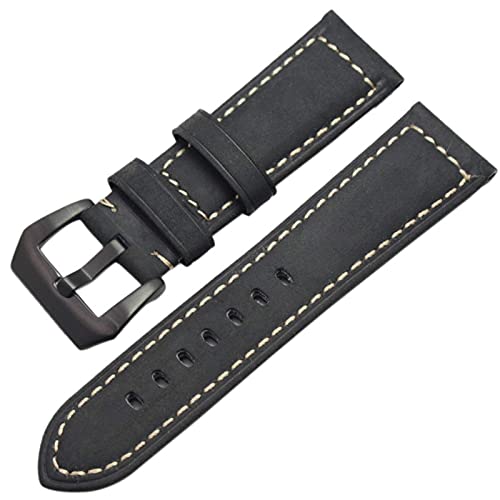 Leder-Uhrenarmband, 22 mm, 24 mm, Vintage-Uhrenarmband aus echtem Leder, für Herren und Damen, Uhrenarmbänder, Edelstahl-Schnalle, Zubehör von Generic