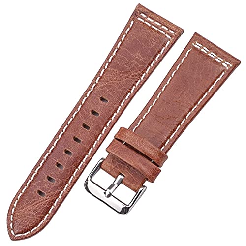 Leder-Uhrenarmband, echtes Leder, Uhrenarmbänder, Gürtel, 22 mm, 24 mm, Damen, Herren, Schwarz, Braun, Blau, Orange, Uhrenarmbänder mit Edelstahl-Dornschließe von Generic