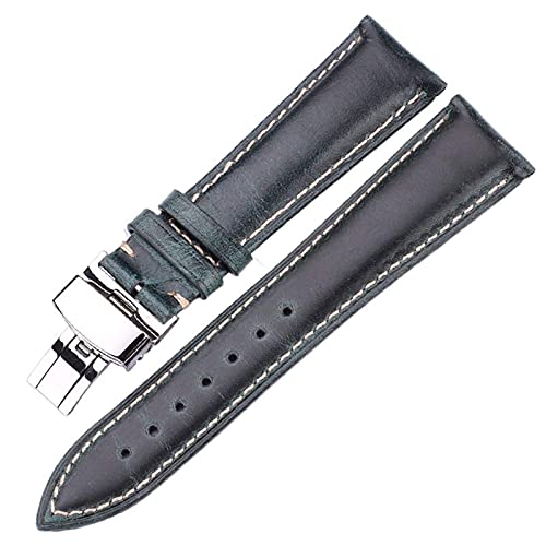 Leder-Uhrenarmband, echtes Leder, für Damen und Herren, 18 mm, 20 mm, 22 mm, 24 mm, mit Stahlschnalle von Generic