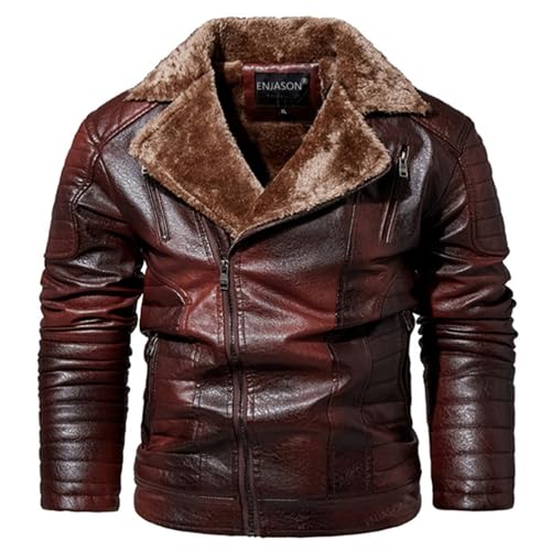 Lederjacke Herren, Winterjacke Herren, Jacke Mantel Parka Herren, Comfort Fit Warm GefüTtert Wintermantel Mit Taschen Men's Coats Arbeitsjacke Steppjacke Heizjacke Winter Outdoor Jacken MäNner von Generic