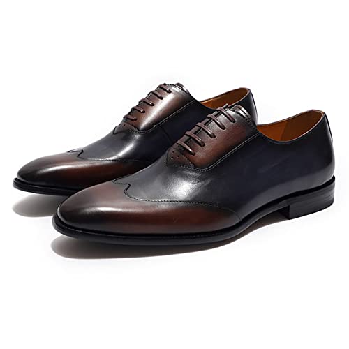 Lederschuhe für Herren Business Anzugschuhe Vintage Freizeit Schnürschuhe Leder Oxford Schuhe Hochzeit Herrenschuhe rutschfest Business Halbschuhe,Brown,9US/43EU von Generic