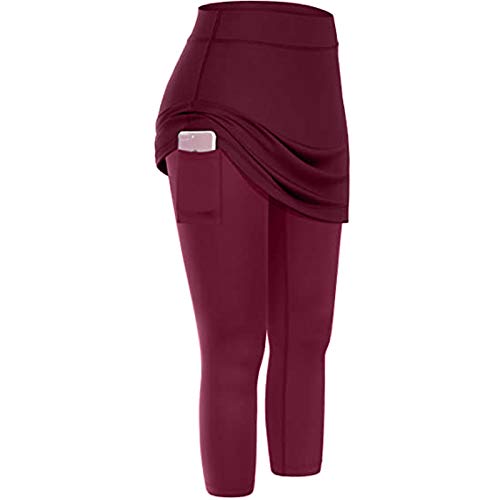 Leggings mit Rock Hosenrock Damen Tennisrock Sportrock Laufrock Golfrock Wanderrock mit 3/4 Capri Hose Damen Yogahose mit Rock mit Taschen Leggings mit Rock Hosenrock Damen Tennisrock Sportrock Laufrock Golfrock Wanderrock mit 3/4 Capri Hose Damen Yogahose mit Rock mit Taschen von Generic