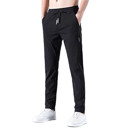 Leichte Sommerhose Herren Einfarbig Freizeithose Stretch Jogginghose Eisseide Stoffhose Sommer Herrenhose Große Größen Hose Baggy Sporthose Basic Trainingshose Hosen mit Tunnelzug und Taschen von Generic