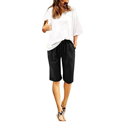 Leinenshorts Damen Knielang mit Tunnelzug Kurze Hose Leinen Bermuda Shorts Sommershorts High Waist Sommer Lose Radlerhose Große Größen Damen-Shorts Sport Biker Strand Yoga Shorts Leinenhose Leinenshorts Damen Knielang mit Tunnelzug Kurze Hose Leinen Bermuda Shorts Sommershorts High Waist Sommer Lose Radlerhose Große Größen Damen-Shorts Sport Biker Strand Yoga Shorts Leinenhose von Generic