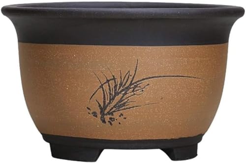 Lila Sandblüte Pot Grüne Kaktus Orchid Topf Klassiker großer mittelgroßer und Kleiner Blütenpflanzer rund Keramik Sukkulente Pflanzer Topf für Innenräume || 20,5 * 13 cm geeignet von Generic