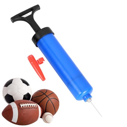 Luftpumpe für Bälle – Ballluftpumpe, Zylinderstruktur, kleine, hochfeste Basketballpumpe | Tragbares Luftpumpen-Aufblasset mit ergonomischem Griff, Nadel und Düse für Sportbälle und Luftballons von Generic