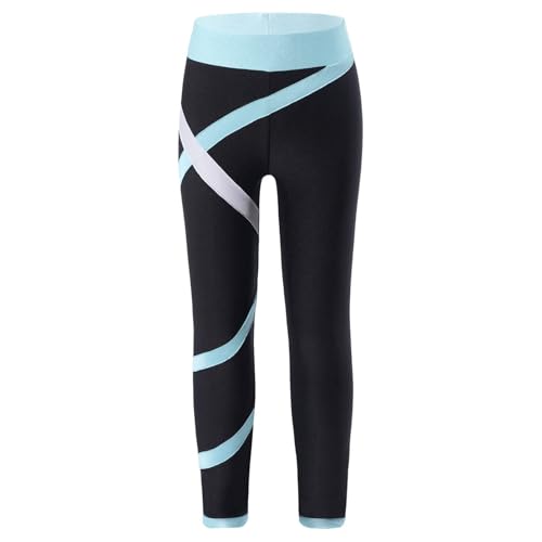 Mädchen Eiskunstlauf-Trainingsstrumpfhose Leggings Eiskunstlaufhose Dünne Fleece-Strumpfhose Hose Strass Kinder Skate-Leggings,Blau,12 Years von Generic