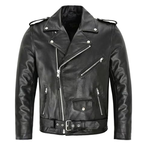 Männer PU Lederjacke Motorrad Mode Slim Fit Leder Mantel Punk Motorradjacke Mäntel Casual Männer Lederjacke,Schwarz,4XL von Generic