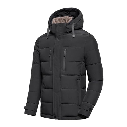 Männer Winter Klassische Warme Fleece Abnehmbare Hut Parkas Jacke Mantel Herbst Outwear Outfits Taschen Parka Jacken von Generic