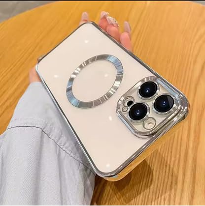 Magnetische Hülle für iPhone 15 Pro Max Silber von Generic