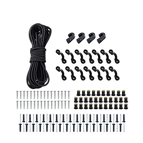 Marine Products Expanded Deck Rigging Kit Zubehör Elastisches Seil Bungee Nylon C und j Schnalle für Kajaks Kanus Bootszubehör(Rivet Style) von Generic