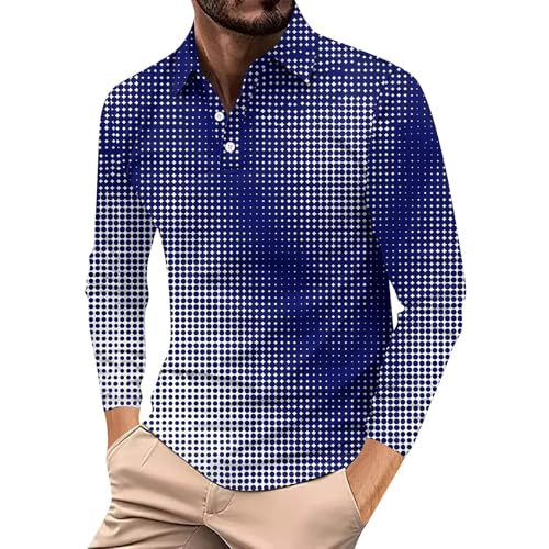 Meine Bestellungen Anzeigen, Hemd Herren Langarm Sport T Shirts Männer Gradient Druck Polohemd Regular Fit Golf Tennis Sportshirt Leicht Businesshemd Laufshirt Herren Langarm (Navy,3XL) von Generic