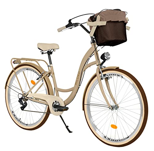 Milord Komfort Fahrrad mit Korb, Hollandrad, Damenfahrrad, Citybike, Vintage, 28 Zoll, Braun-Creme, 7-Gang Milord Komfort Fahrrad mit Korb, Hollandrad, Damenfahrrad, Citybike, Vintage, 28 Zoll, Braun-Creme, 7-Gang von Generic