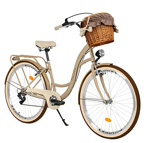 Milord Komfort Fahrrad mit Weidenkorb, Hollandrad, Damenfahrrad, Citybike, Vintage, 28 Zoll, Braun-Creme, 7-Gang Milord Komfort Fahrrad mit Weidenkorb, Hollandrad, Damenfahrrad, Citybike, Vintage, 28 Zoll, Braun-Creme, 7-Gang von Generic