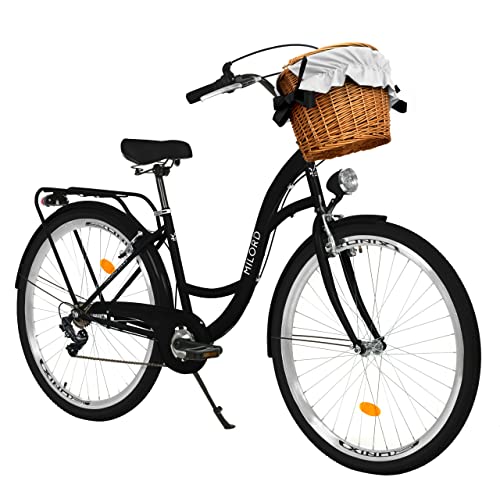 Milord Komfort Fahrrad mit Weidenkorb Hollandrad, Damenfahrrad, Citybike, Retro, Vintage, 28 Zoll, Schwarz, 7-Gang Milord Komfort Fahrrad mit Weidenkorb Hollandrad, Damenfahrrad, Citybike, Retro, Vintage, 28 Zoll, Schwarz, 7-Gang von Generic