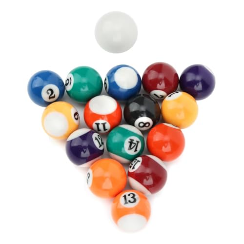 Mini-Pool-Ball-Set, Miniatur-Billard-Bälle für, Billard-Set, Billardtisch-Zubehör aus Harz, 16 Stück, 32 Mm, mit Praktischer Aufbewahrung für Freizeitsport und Spielzimmer von Generic