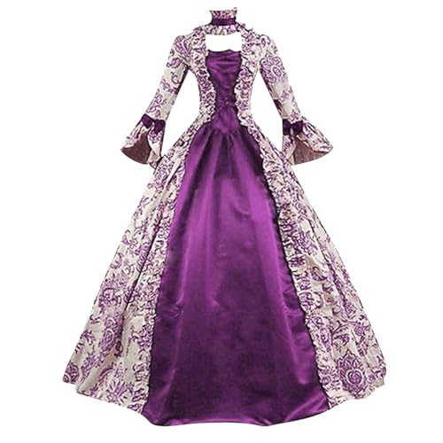 Mittelalter Kleid Damen, Halloween Karneval Kostüm Damen, Große Größen Dirndl Mittelalter Kleid Kleidung Vintage Party Festlich Festival Outfit Halloween Kostüm Prinzessin Ballkleid von Generic