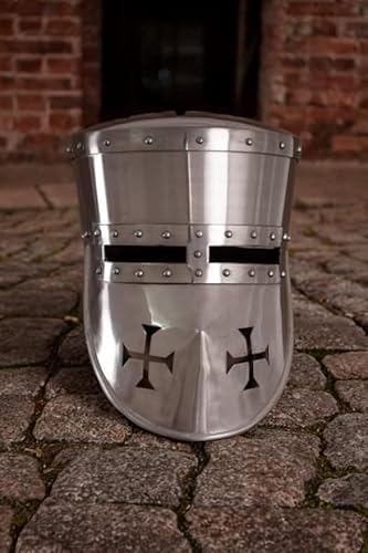 Mittelalterlicher Kreuzritterhelm, mittelalterlicher Helm aus dem 13. Jahrhundert, 18 Gauge, Stahl, silberfarben poliert von Generic