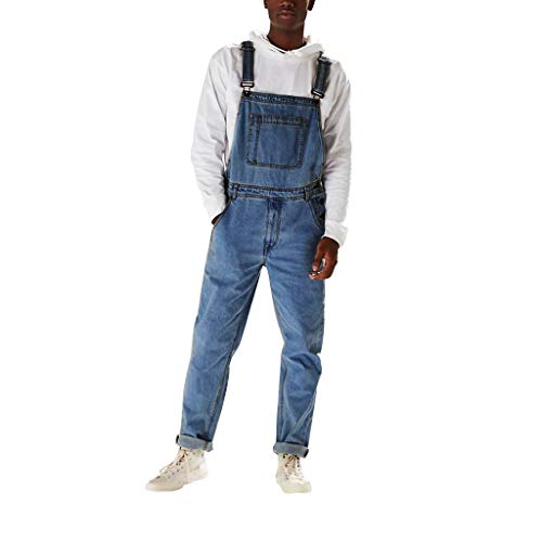 Mode Herren Jeans, Latzhose Slim Fit Lang Hose Denim Jumpsuit Vintage Overall Workwear Männer Cargohose Jogginghose Trainingshose Freizeithose Loose mit Löcher für Männer von Generic