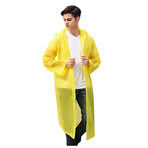 Mode Mantel Jacke Regenmantel Unisex Teens Regen mit Kapuze wiederverwendbar für Erwachsene Regenschirm Regenmantel Lan𝐠 Damen Wasserdicht Atmungsaktiv (Yellow, One Size) von Generic