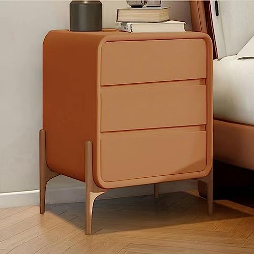 Moderner Nachttisch, hoher Nachttisch, 3 Schubladen Nachttisch, Holznachttisch mit viel Stauraum - für Schlafzimmer (Farbe: Orange, Größe: 50 cm/19,7 Zoll) von Generic