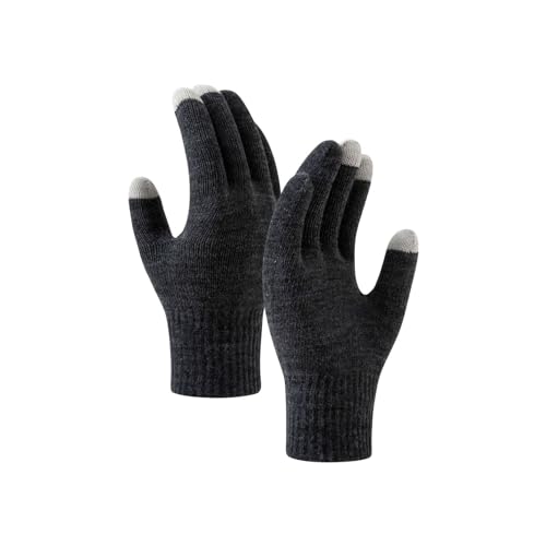 Modische gestrickte Wollhandschuhe für Herren und Damen zum Radfahren und Skifahren, Fitness, warm Handschuhe Spitze Weiß Warm Knitted Gloves Latex Strümpfe Schwarz Transparent (Dark Gray, One Size) von Generic