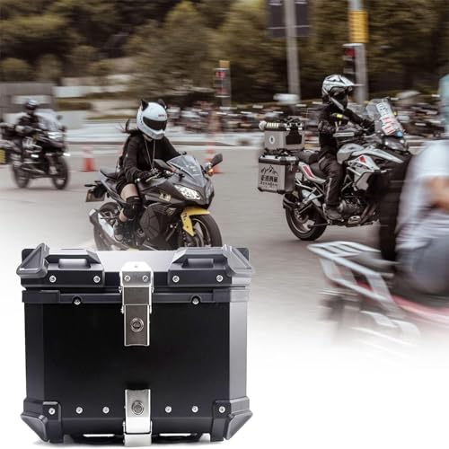 Motorrad-Heckbox Reise-Aufbewahrungsbox Aufbewahrungsbox Aus Aluminiumlegierung Motorrad-Kofferraum-Topboxes Mit Beifahrerrückenlehne Für Helm Großes Gepäck(Schwarz,36 L) von Generic