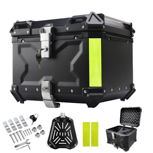 Motorrad Top case Motorradkoffer 36L,45L,55L,65L,80L,100L Roller Koffer Aluminium Motorrad Heckbox Reisen Motorrad Koffer Helmkoffer(Black,55 L) von Generic