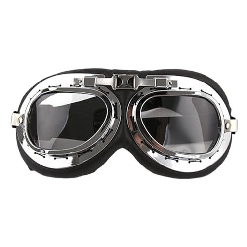 Motorradbrille | Vintage Motorrad Reitbrille für Pilot - Motorradbrille über Brille mit verstellbaren Riemen, Motocross Brille für Erwachsene von Generic