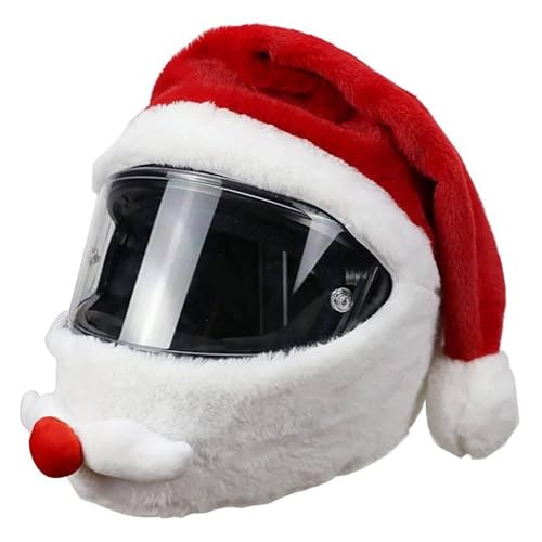 Motorradhelm-Abdeckung – Vollhelm-Abdeckung, Familien-Foto-Requisiten | Weihnachts-Motorradhelm-Abdeckung, Weihnachtsmann-Motorradhelm-Schutzhülle, Motorradhelm-Abdeckung für Motorradliebhaber von Generic