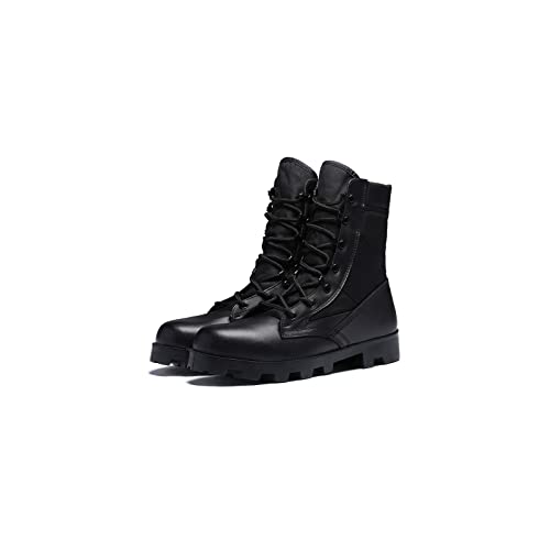 Motorradstiefel Echtes Leder Männliche Militärstiefel Wüstenkampfstiefel Outdoor-Wanderschuhe Training Taktische Stiefel rutschfeste Herrenstiefel von Generic