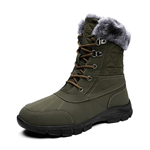 Motorradstiefel Winter Schneestiefel Herren Samt Warme Dicke Baumwolle High Top Große Herrenstiefel Herren Wanderschuhe Plateaustiefel von Generic