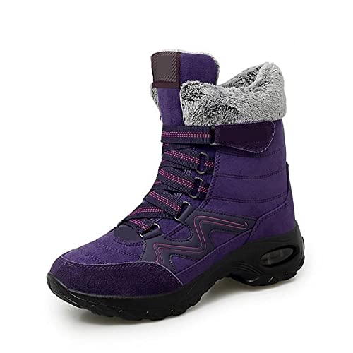 Motorradstiefel Winterleder-Damenstiefel Hochwertige warme Schneestiefel Bequeme Damen-Stiefeletten wasserdichte Outdoor-Sportschuhe. von Generic