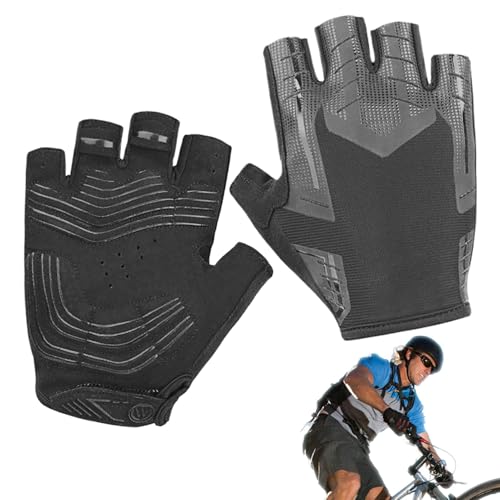 Mountainbike-Handschuhe, Fahrradhandschuhe für Herren - rutschfeste Fingerlose Motorradhandschuhe,Stoßfeste, reflektierende Wanderhandschuhe für Fitnessstudio, Training, Camping, Angeln von Generic