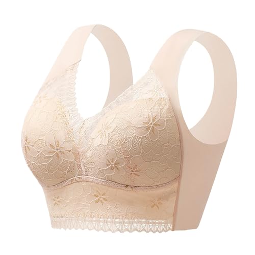 Nahtloser BH Ohne Bügel, Damen Komfort Vollschalen Minimizer BH Gepolstert Spitzen Bra Weich Nahtlos Stretch Bustier Mittel Halt Bügelloser Bequemer T-Shirt Soft BH Bra Bralette von Generic