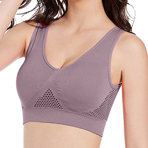 Nahtloser BH Ohne Bügel, Sport BH Damen Gepolstert Spitzen Bra Weich Nahtlos Stretch Bustier Mittel Halt Bügelloser Mittle Halt Gepolstert Wohlfühl-BH von Generic