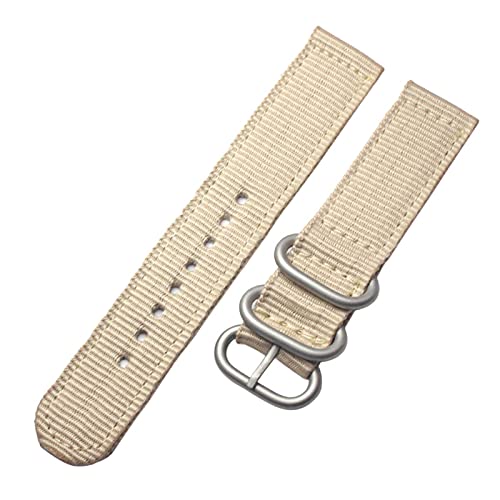 Nylon Watch Strap 6 Colors Watchband 18Mm 20Mm 22Mm 24Mm Nylon Waterproof Watch Band Strap Sport Stainless Steel Buckle Strap/Khaki Silver Buckle/20Mm von Generic