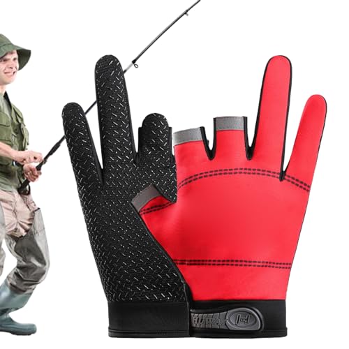 Offene Finger-Angelhandschuhe,3-Finger-Angelhandschuhe | 3-Schnitt-Eisfischerhandschuhe Unisex-Fingerschutz,rutschfeste warme Ausrüstung für kaltes Wetter, atmungsaktive Sport-Herrenhandschuhe von Generic