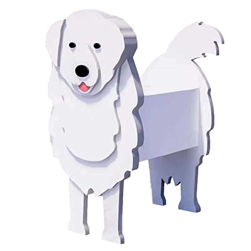 Ornaments Blumentopf mit Hundemotiv, Tier-Blumentopf-Ornamente aus PVC-Brett, Pflanzgefäß für den Garten, Blumenstütze, Pyrenäen-Sennenhund-Cartoon-Pflanzgefäß, Heimdekoration, Geschenk Ornaments von Generic