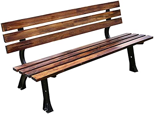 Outdoor-Bank, Terrassenbank, Veranda-Möbel, Massivholz-Gartenbank mit Rückenlehne, Outdoor-Holz-Parkbank, Gusseisen-Stativ R (150 cm) () von Generic